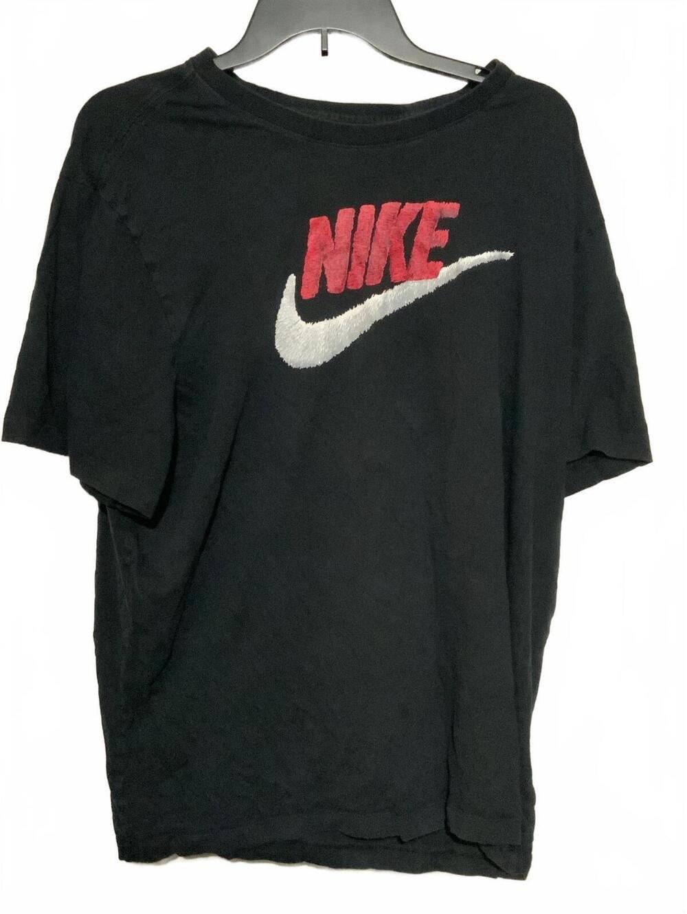 Nike Black T-Shirt with Red and White Logo